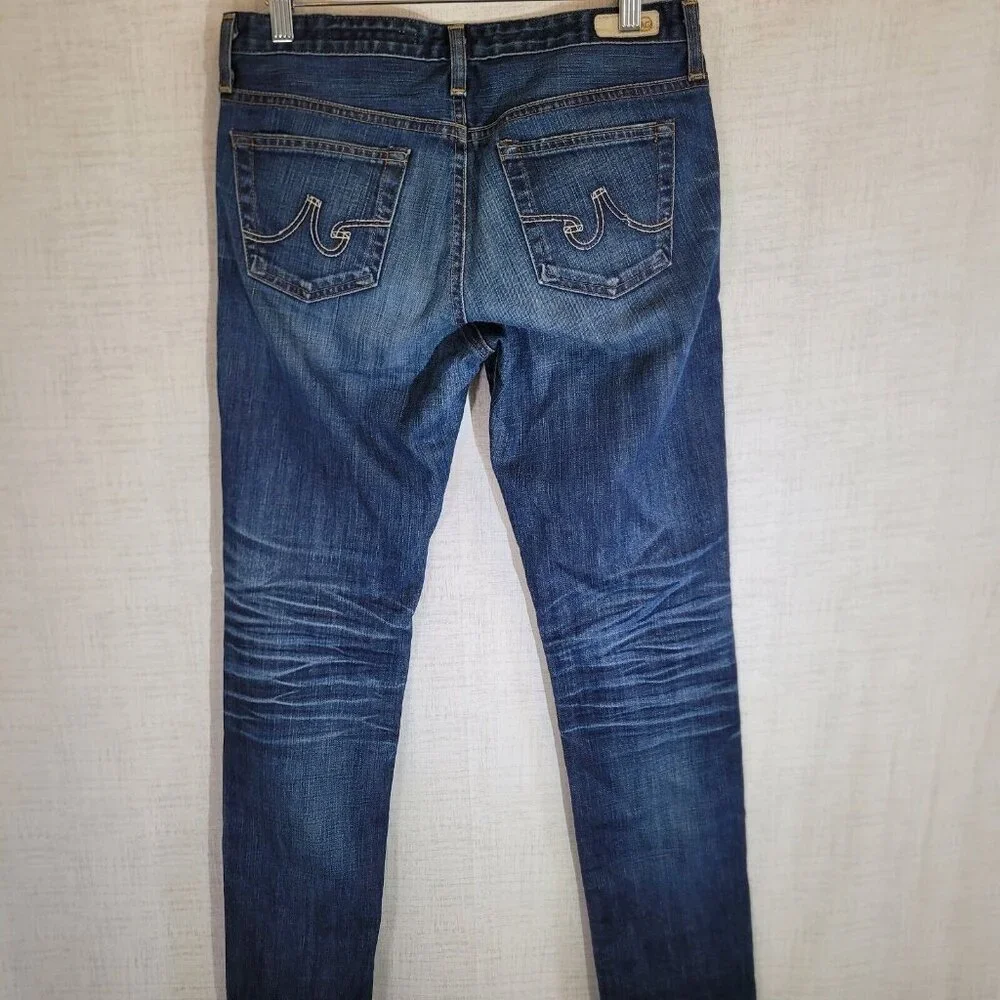 Ag Adriano Goldschmied Jeans Womens 29R 31x33 Blue Skinny Straight Denim Stretch - Picture 2 of 12